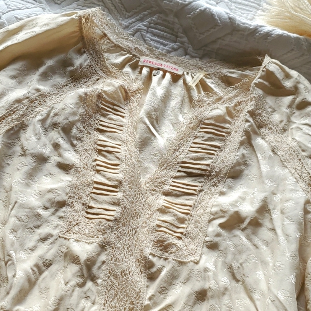 Rebecca Taylor Silk Peasant Peplum Top - Picture 3 of 7